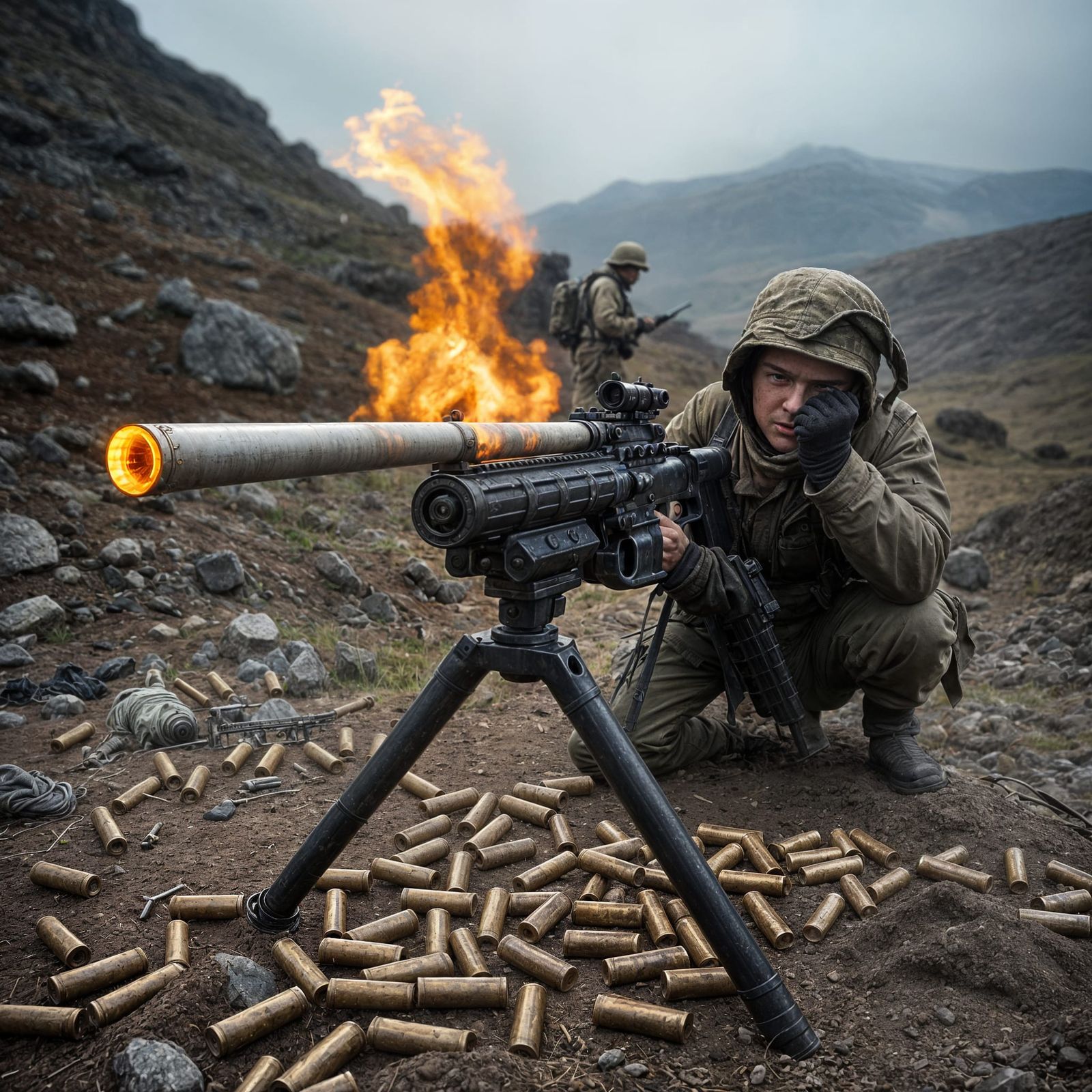 Melted Machine Gun Barrel in Photorealistic Style