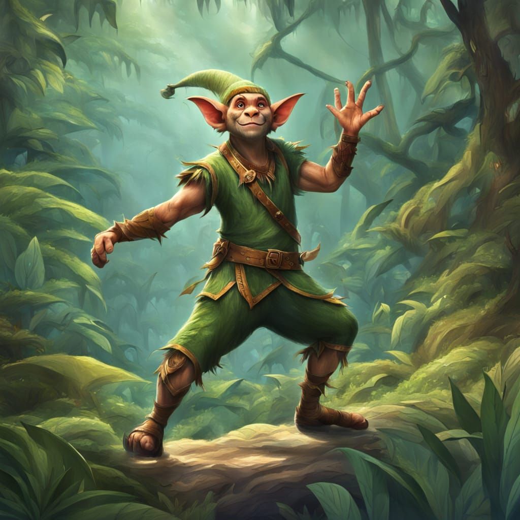 Jungle Elf Dancing in Lush Forest