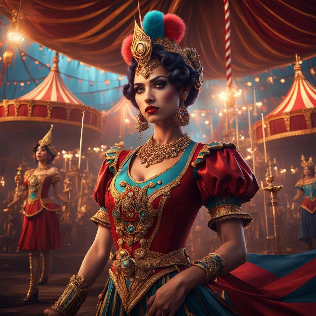 Indonesian Circus Girls: Detailed Matte Painting