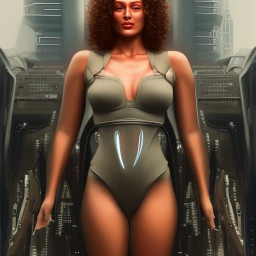 Three-Breasted Mutant Woman, Detailed Digital Art