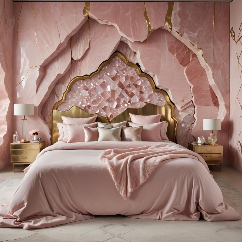 Rose Quartz Bedroom with Crystal Cave Wall Interior