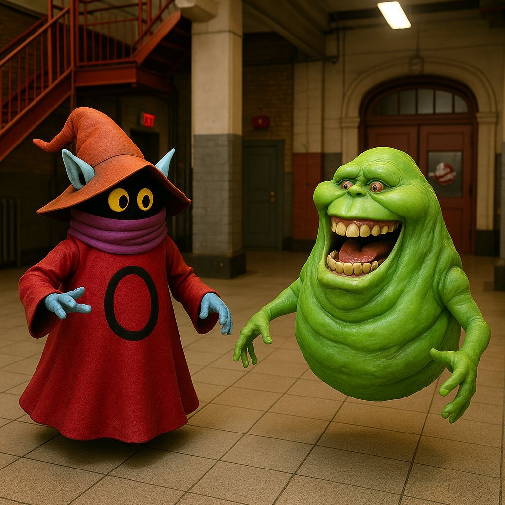 Orko Meets Slimer in Ghostbusters Firehouse