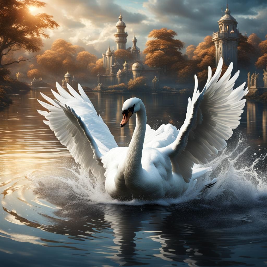 White Swan Landing: Detailed Matte Painting