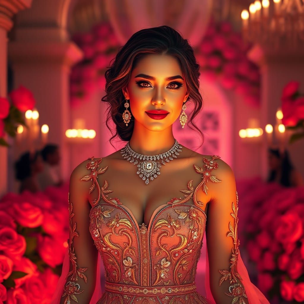 Greek Woman in Engagement Dress, Photorealistic Fantasy Art