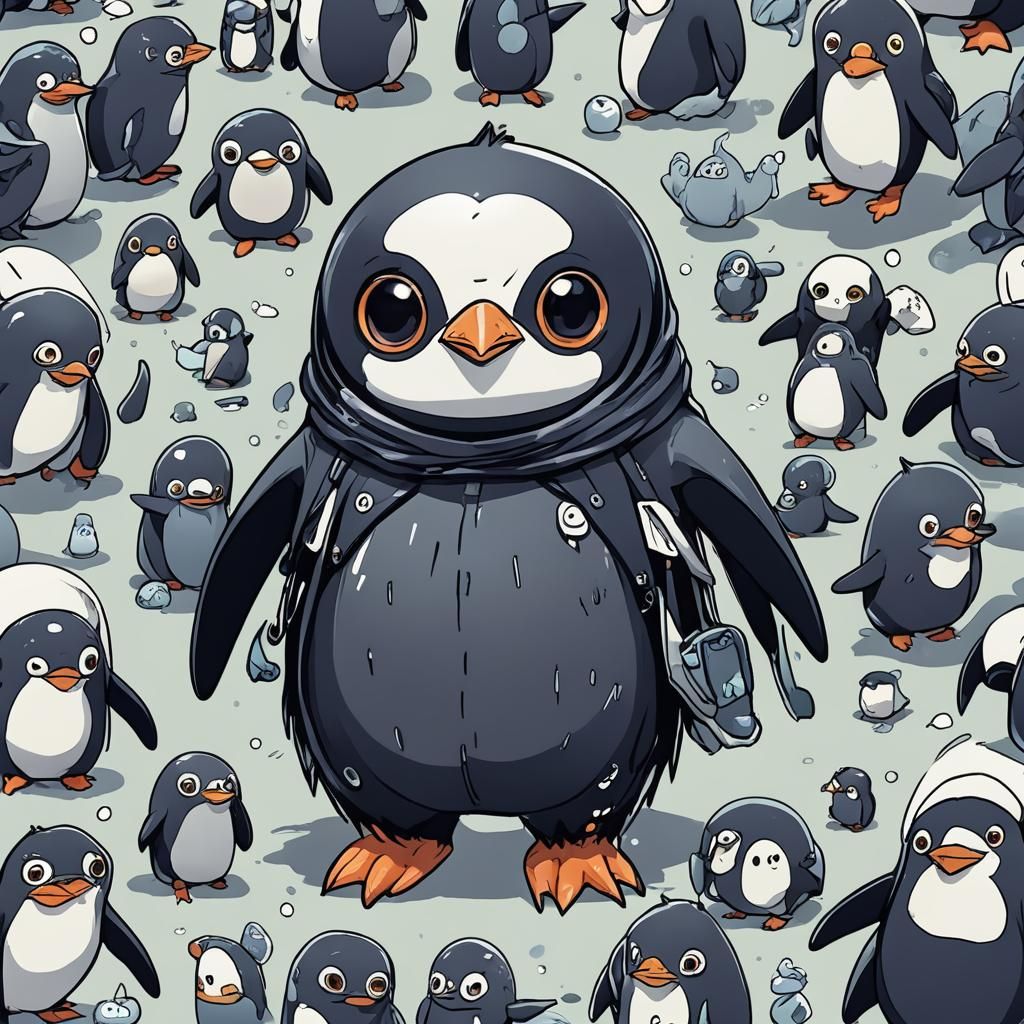 Cute Anime Penguin Alien Monster Illustration