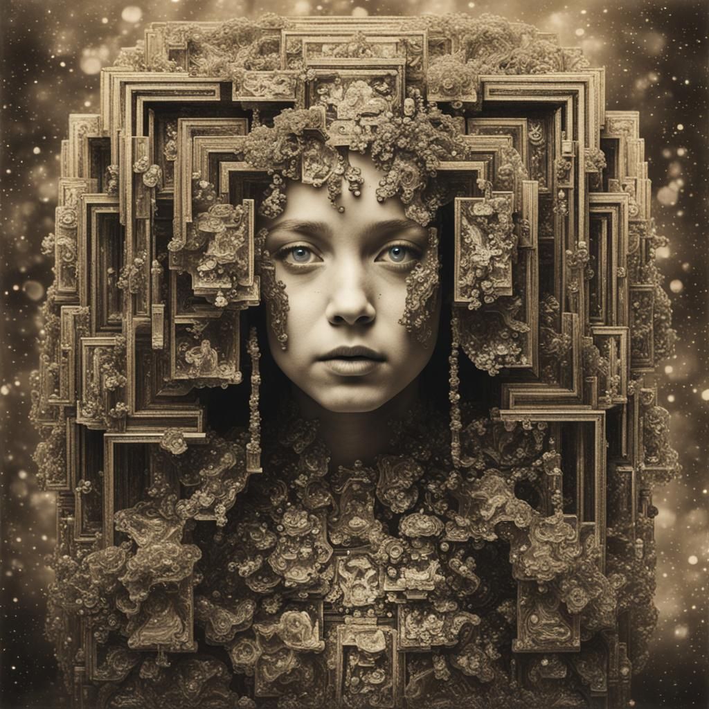 Surreal Galactic Pop Art Portrait of a Girl