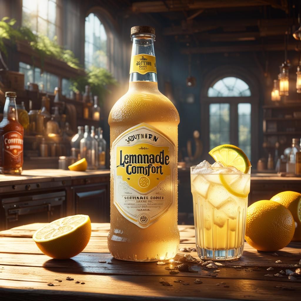 Southern Comfort and Lemonade in 3D Game Style