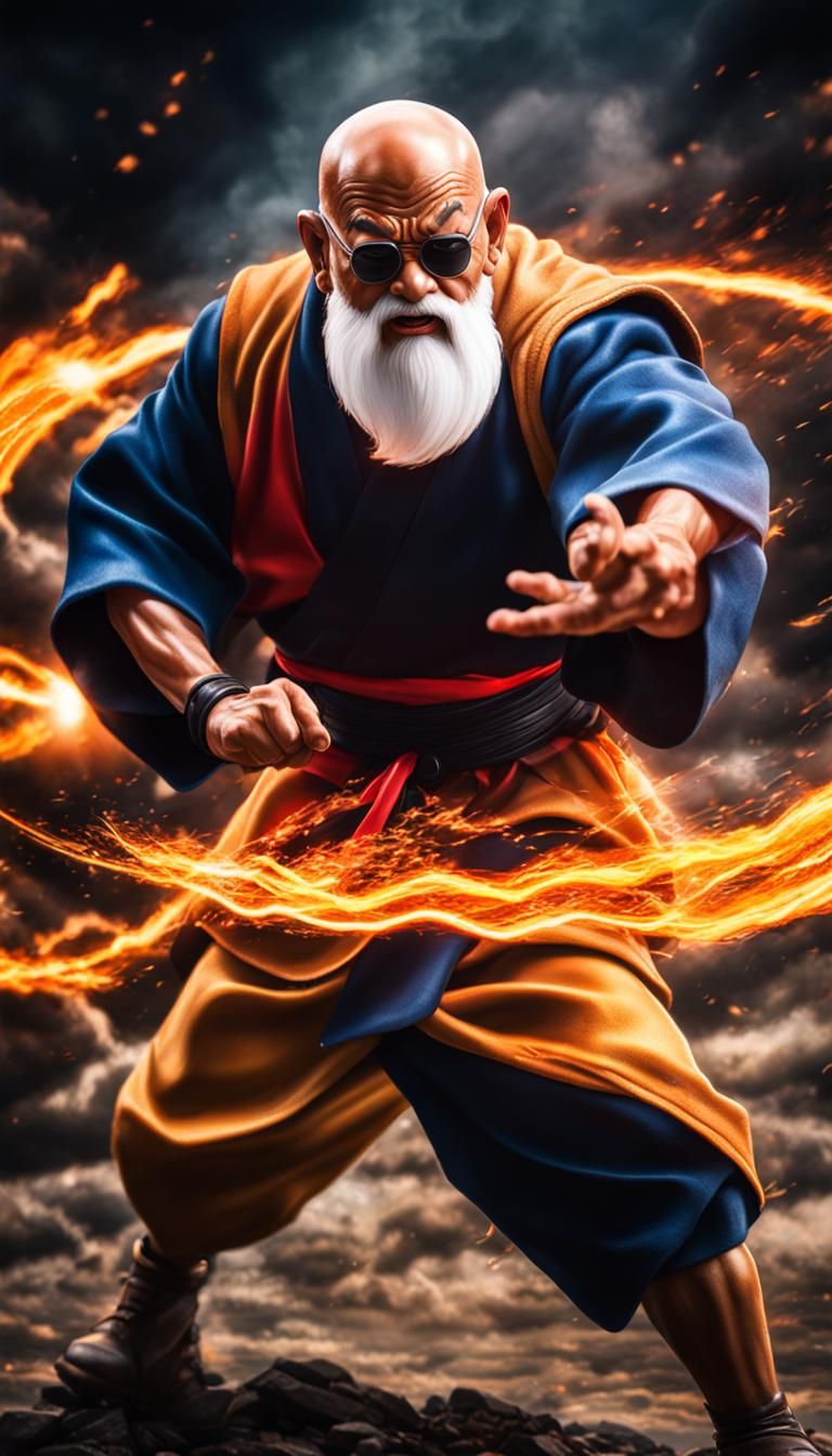 Muten Roshi Charges Kamehameha in Photorealistic HDR