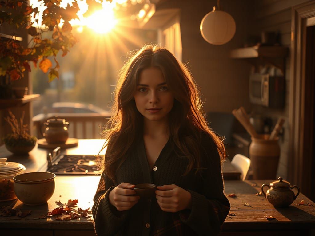 Autumn Beauty in Golden Hour, Lillian Bassman Style