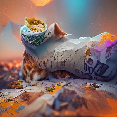 Cat Eating Burrito: Detailed Fantasy Art