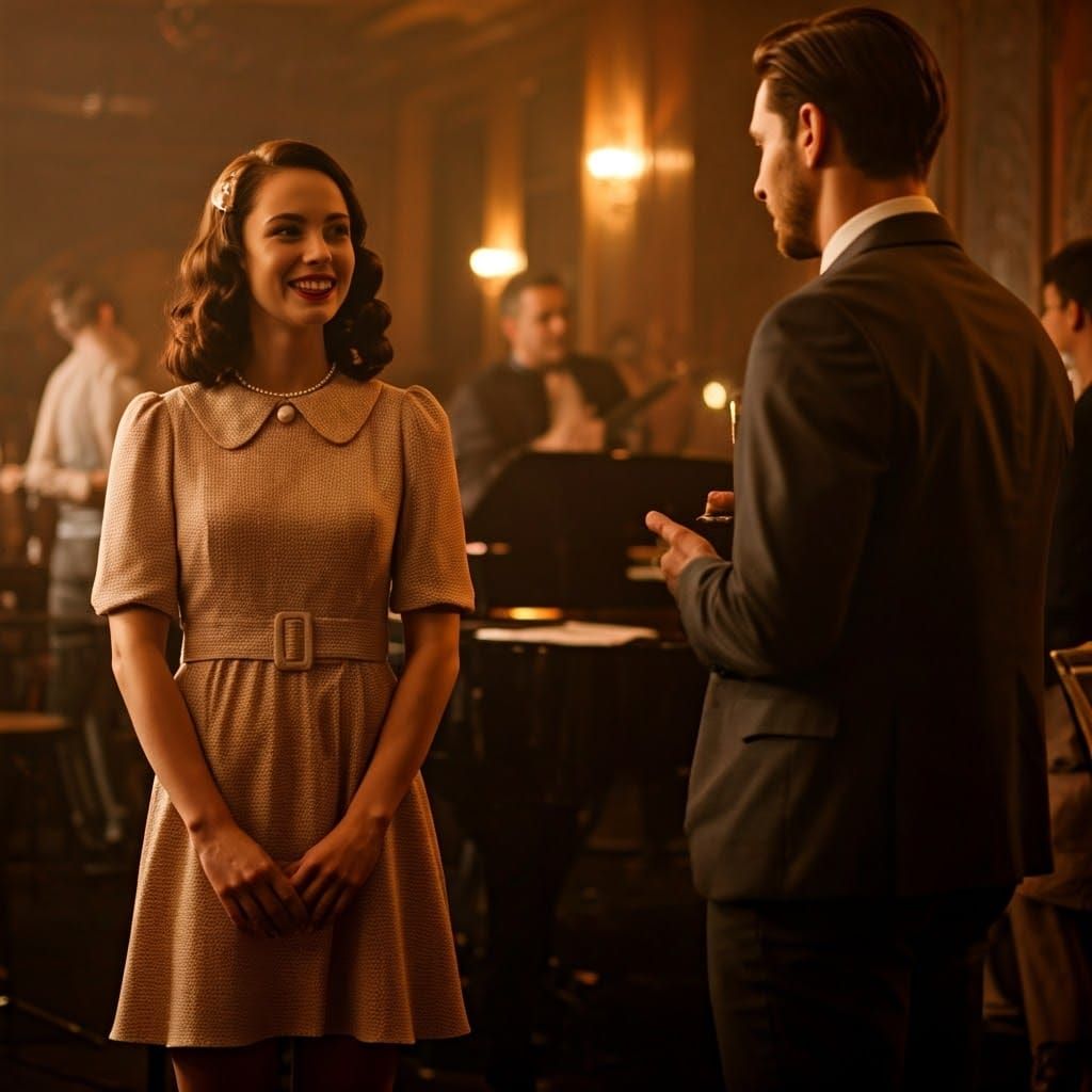 Confident Woman Talks to Crossdressed Man in Jazz Club