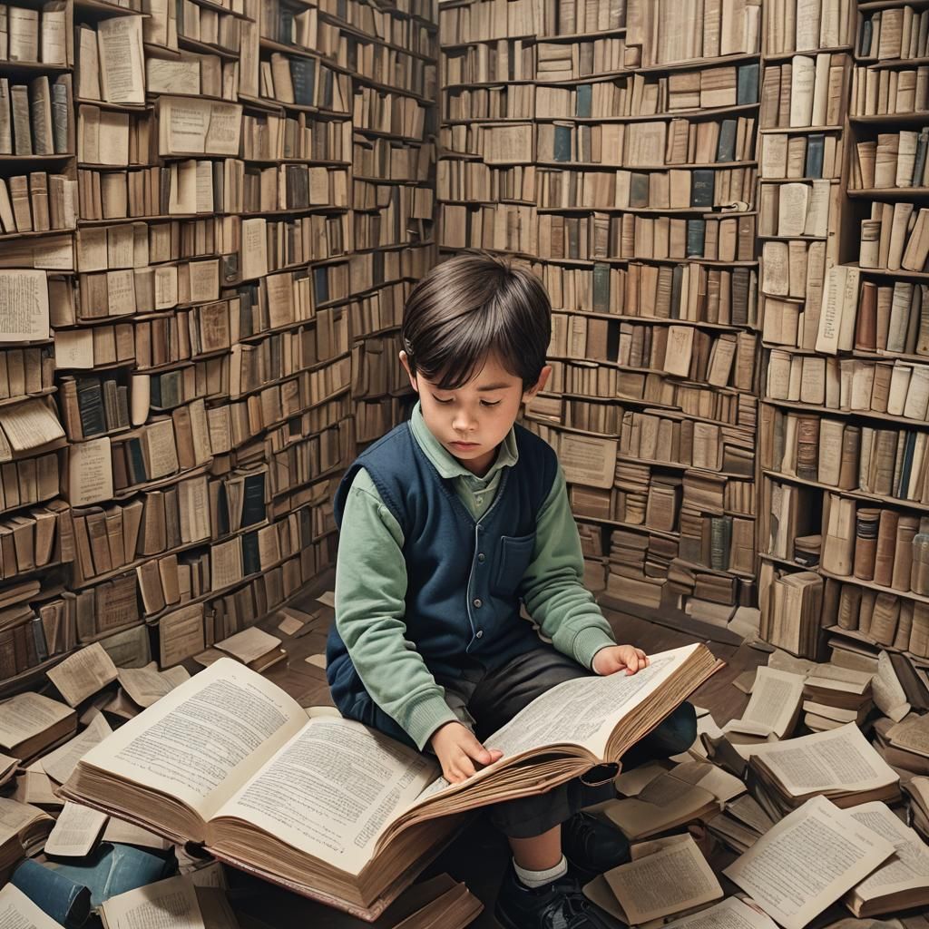 Child Immersed in Storybook Adventure