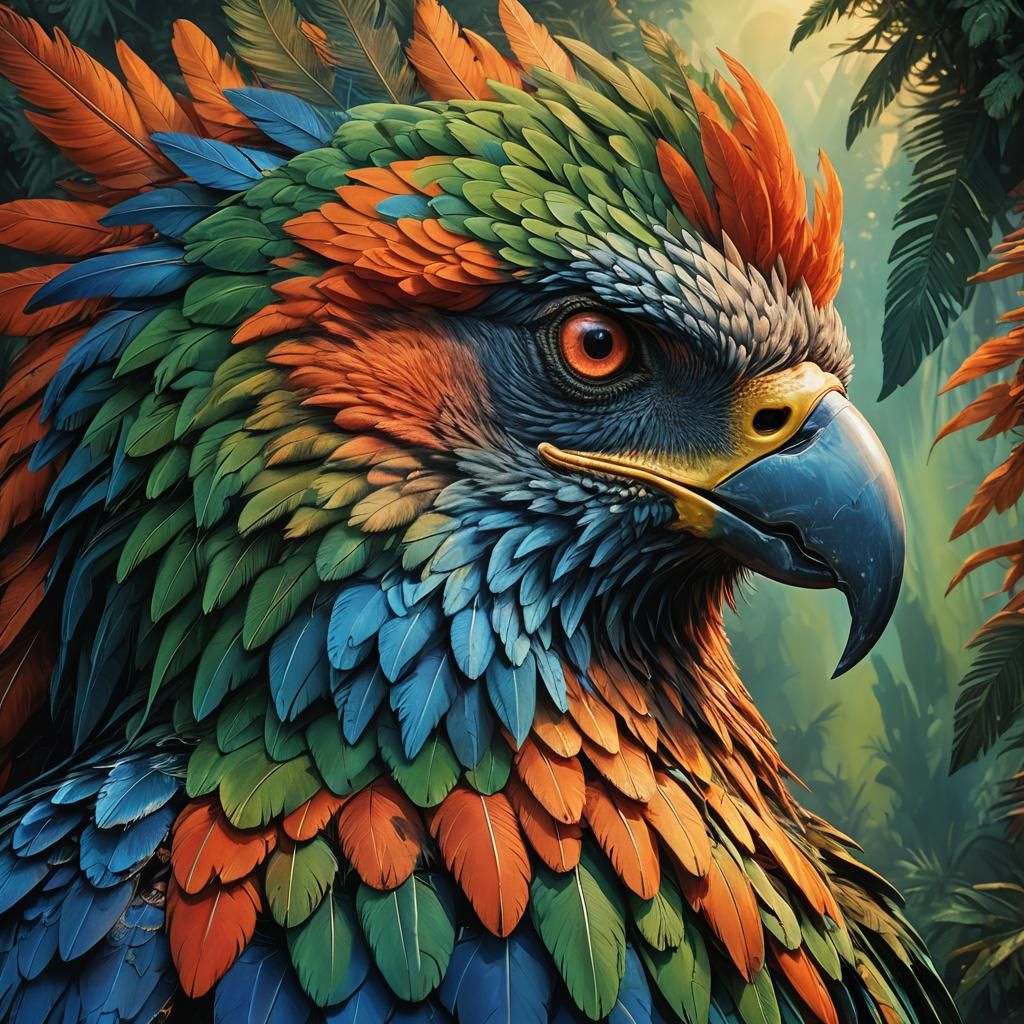 Terrifying Parrot Eagle Hybrid in Fantasy Art Style