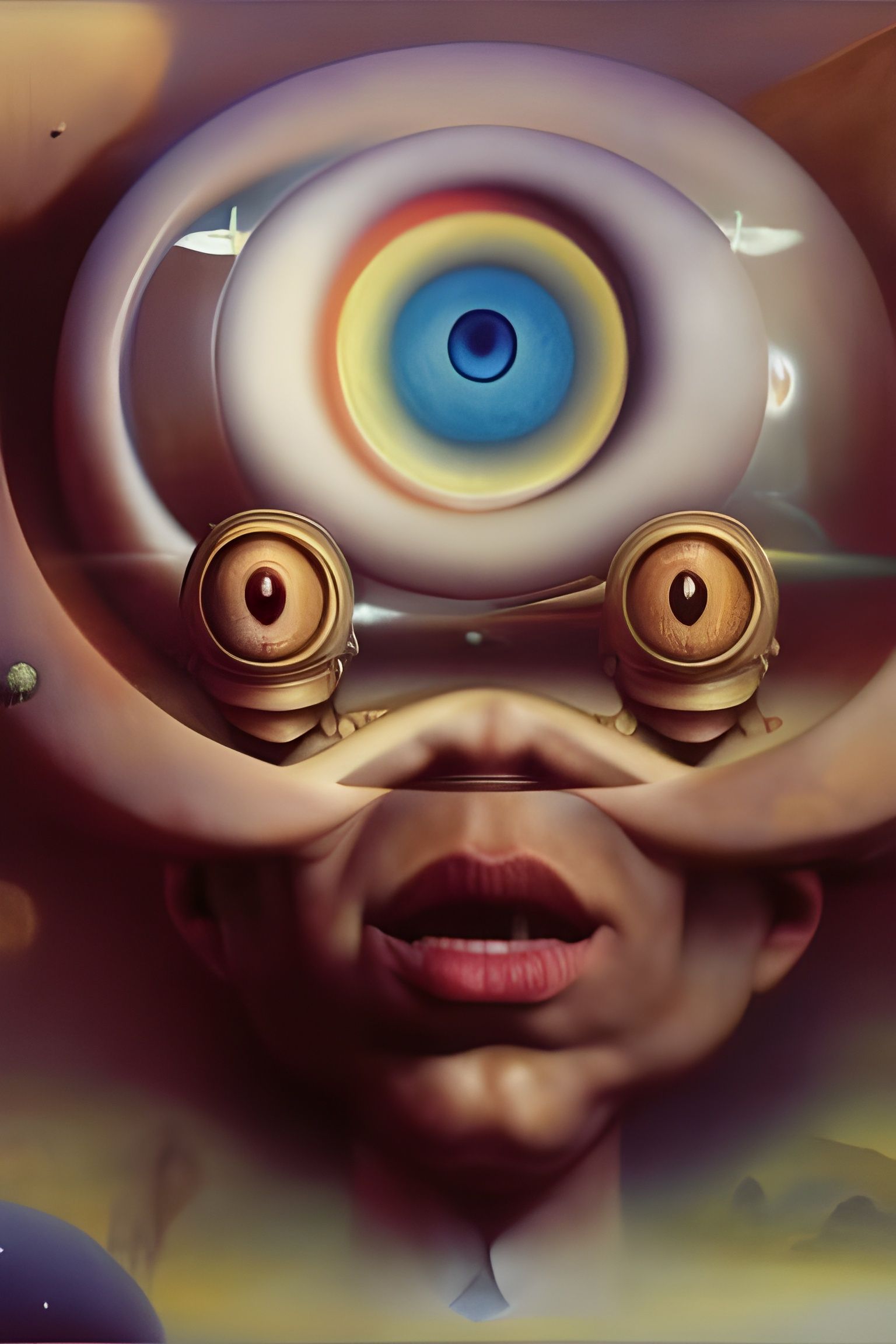 Cosmic Third Eye Surreal Oil Painting