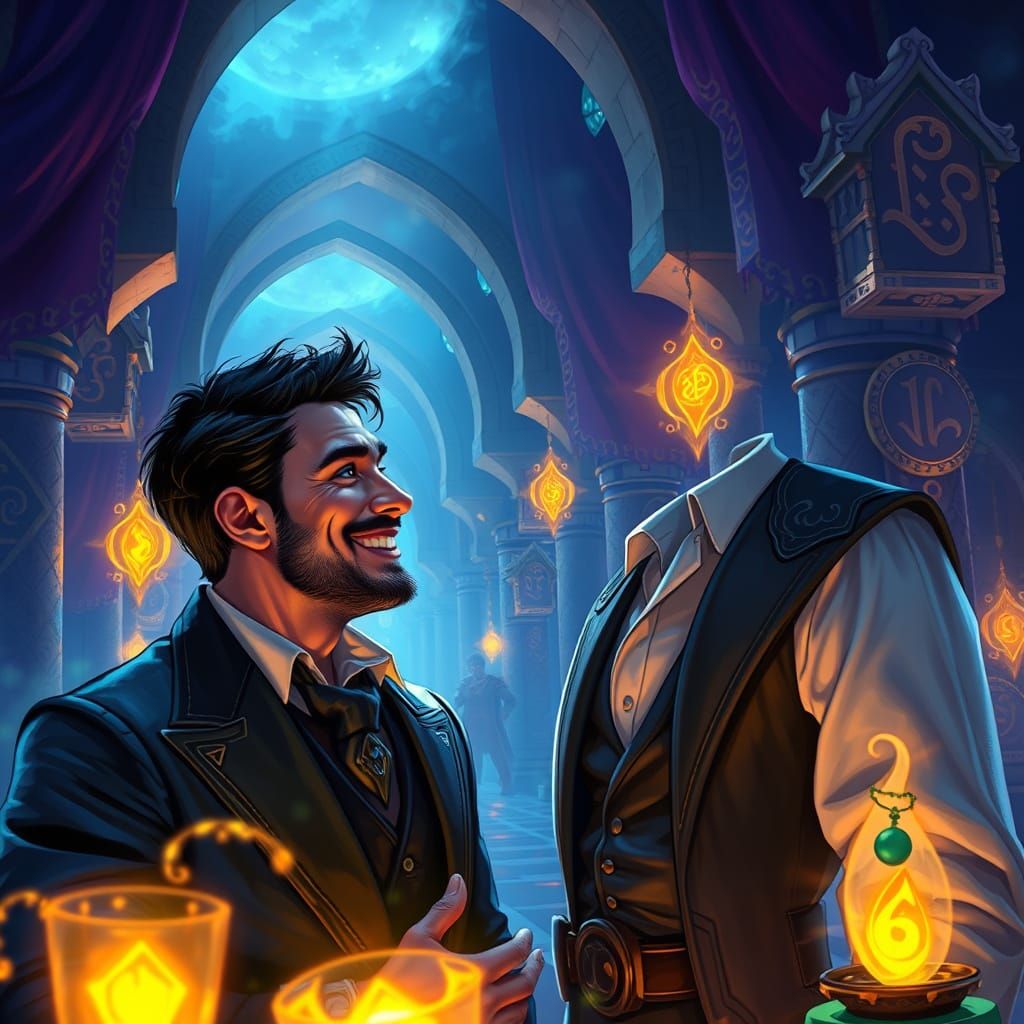 Chat GPT talking to a handsome man and they laugh