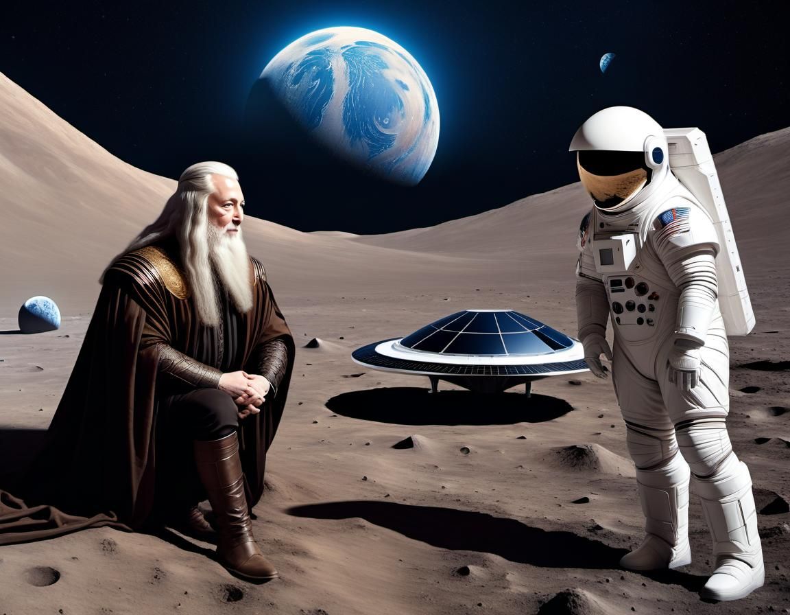 Leonardo da Vinci and Elon Musk on the Moon