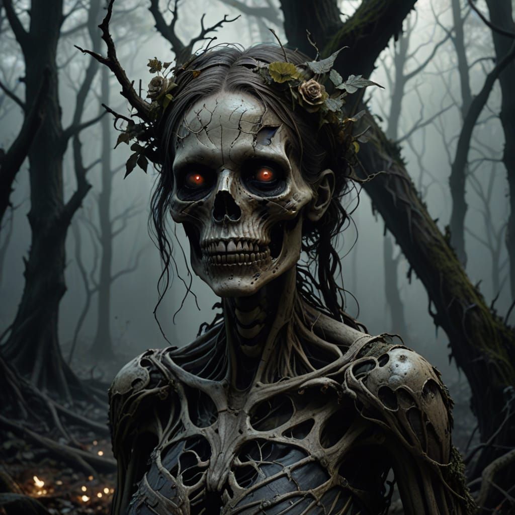 Undead Fairy in Dark, Misty Forest