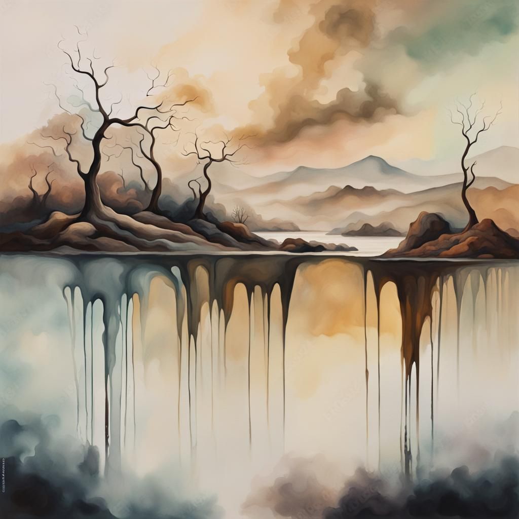 Serene scene of misty landscapes