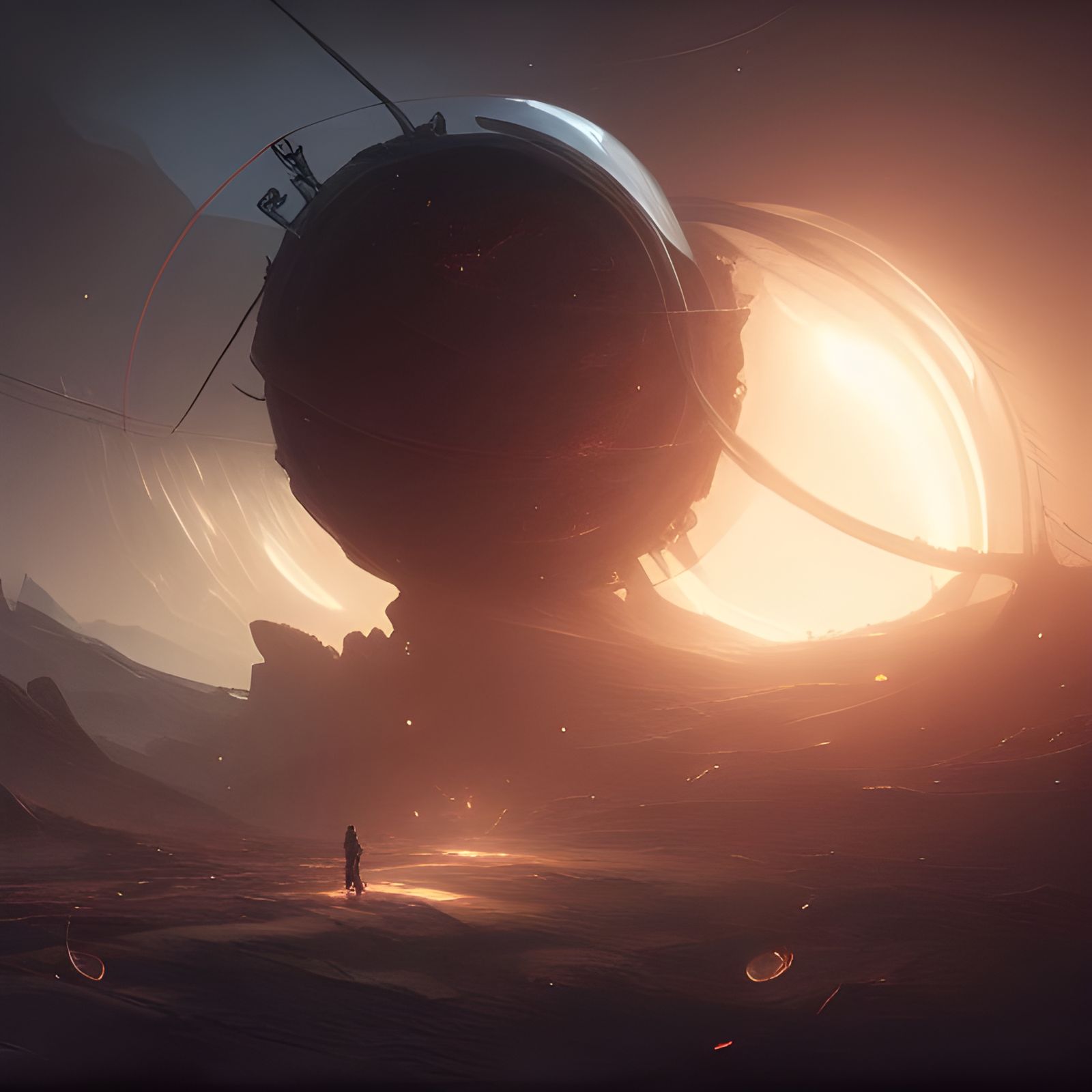 Planetary Shell with Conduit Armature: Dark Fantasy Art