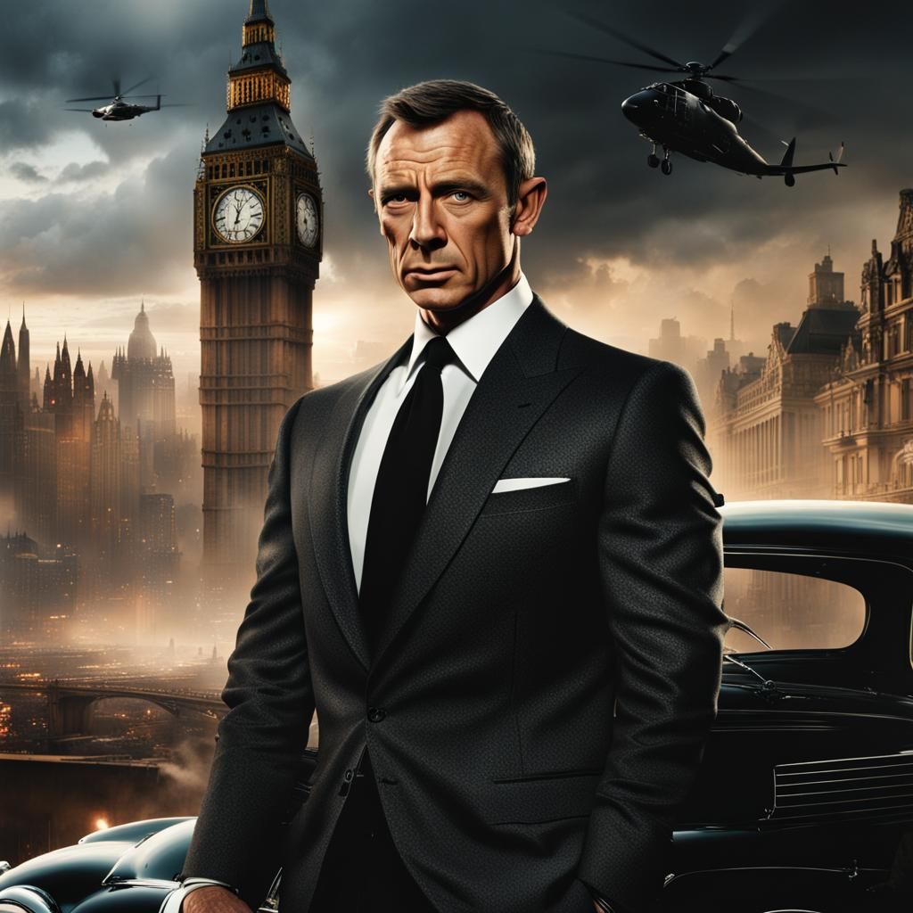 Dramatic Digital Painting of James Bond