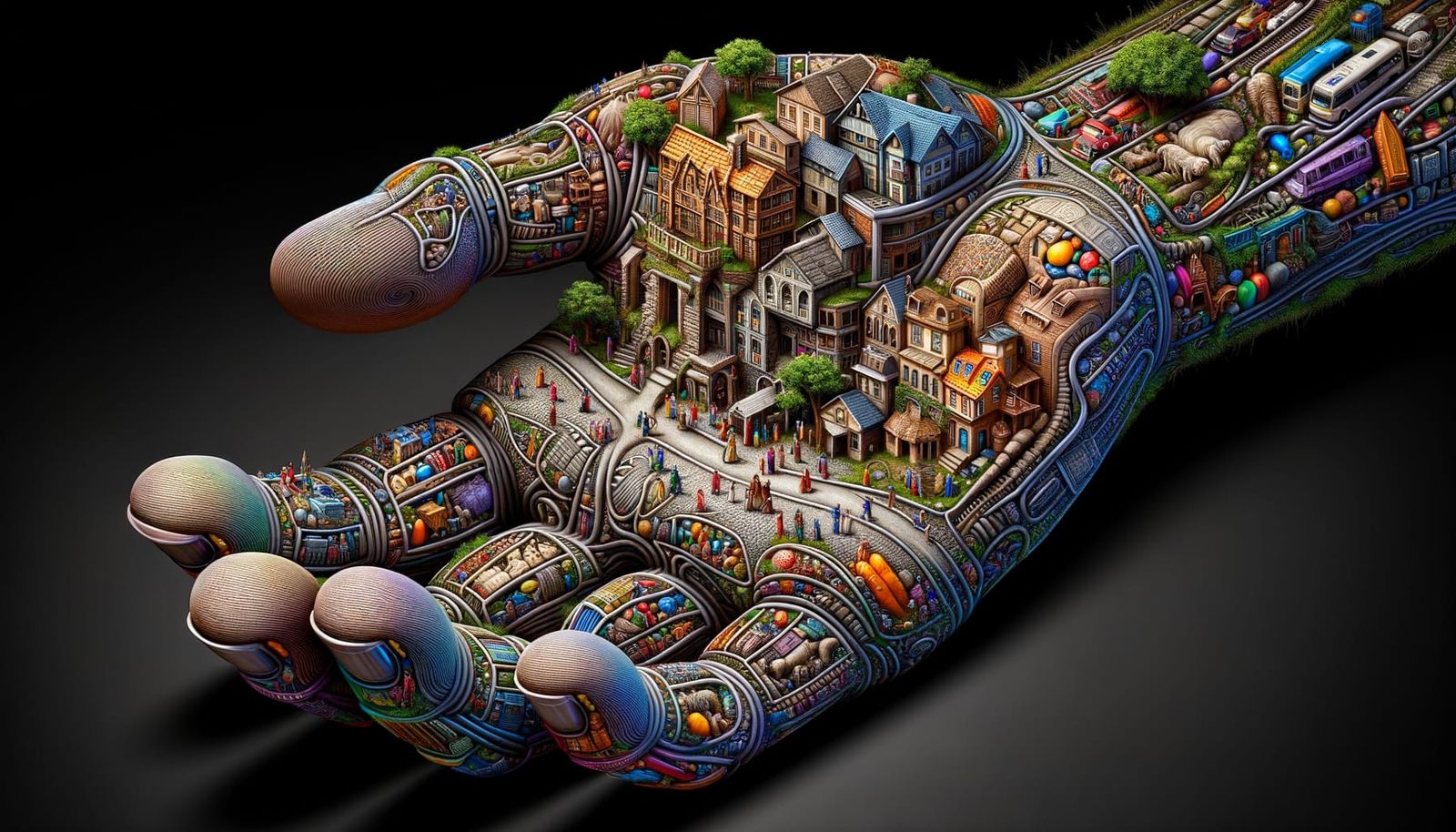 Vibrant Hand of History in Hyper-Detailed Concept Art