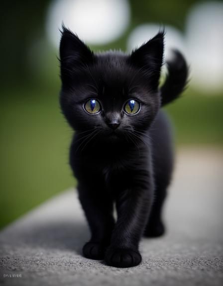 Black Kitten with Striped Tail: Professional Photography
