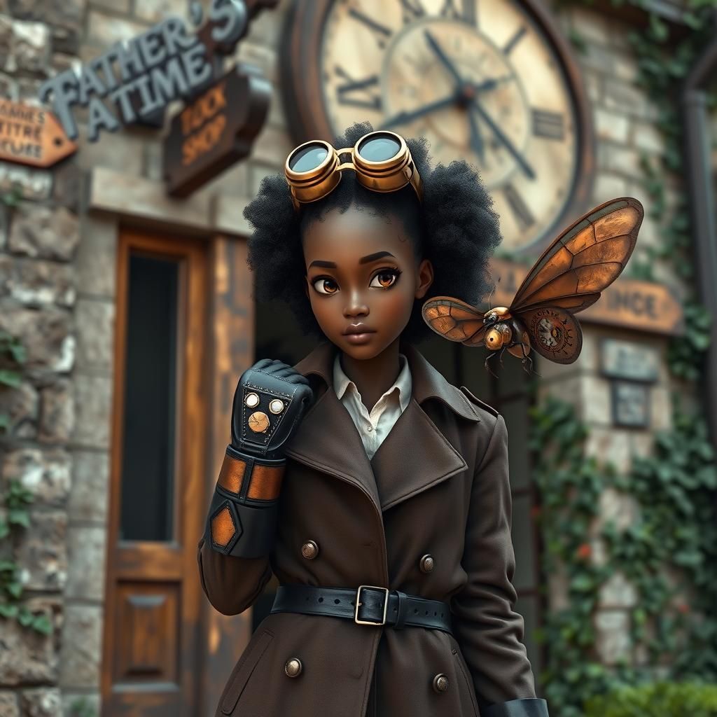 Steampunk Explorer at Abandoned Clock Shop