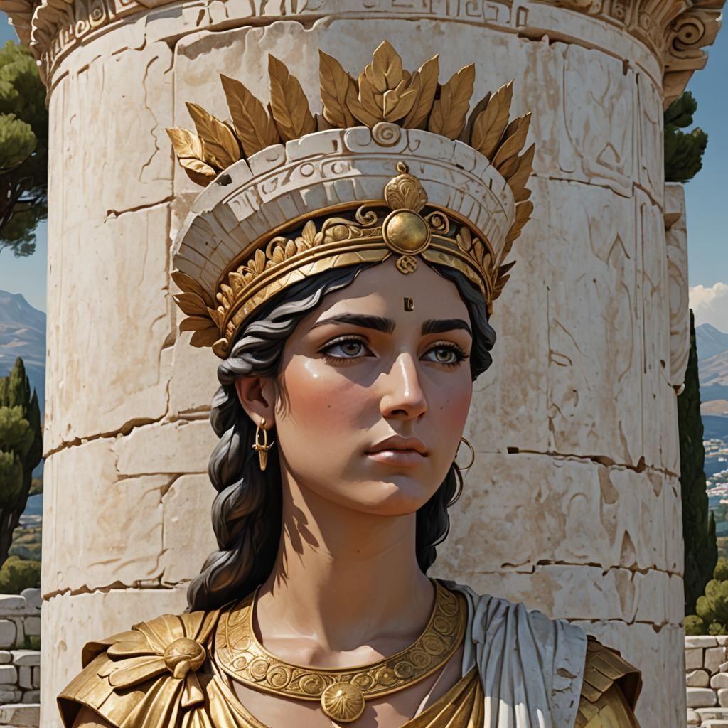 Greek Queen Portrait in Golden Hour Lighting