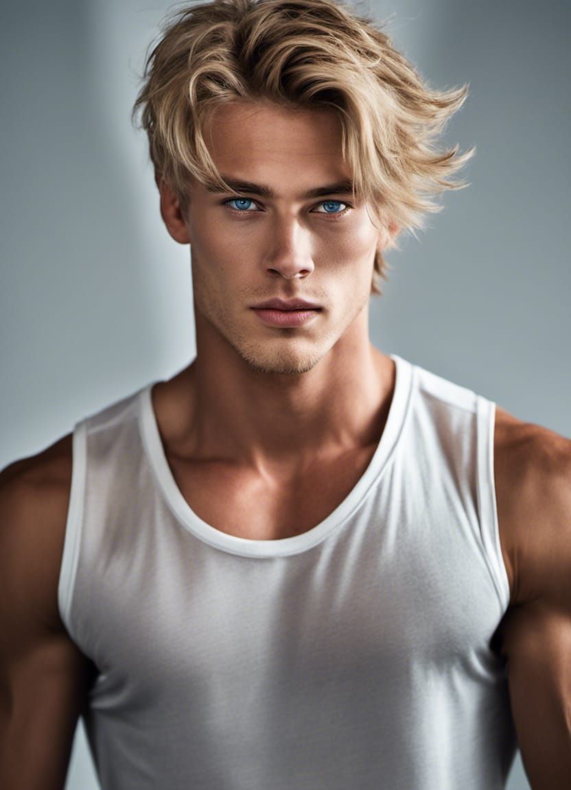 Close-Up Portrait of a Blond Athletic Man