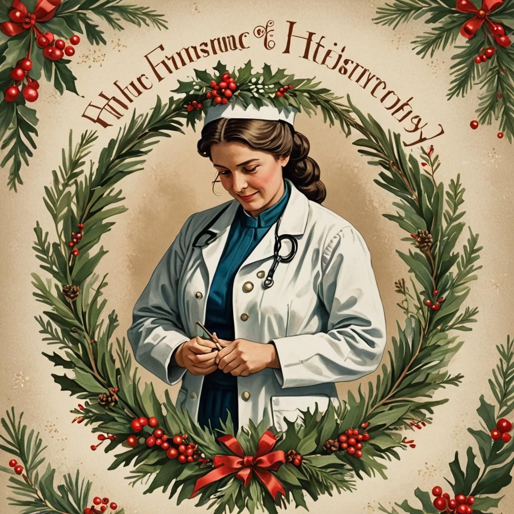 Holiday Healing: Vintage Doctor with Festive Wreath
