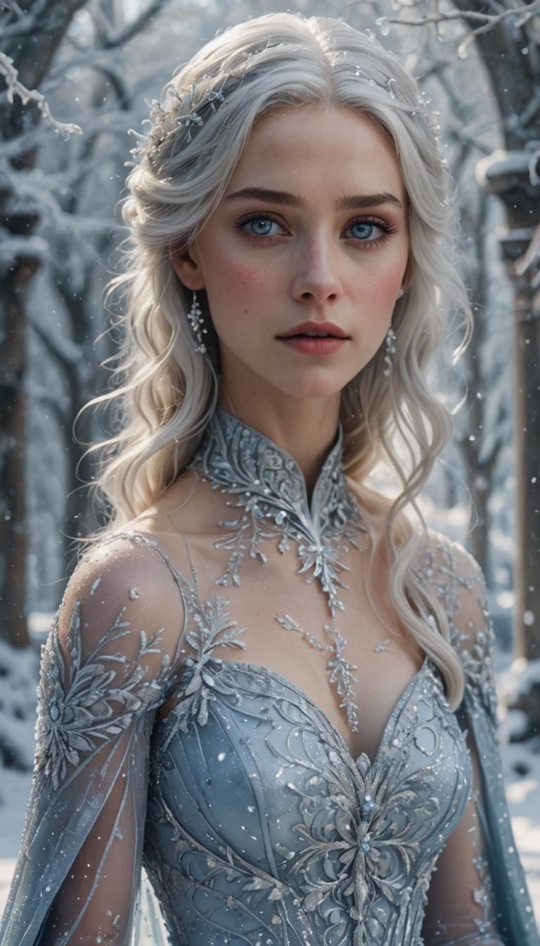 Icy Elegance: A Winter Woman in Digital Art