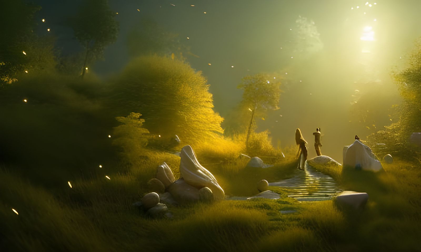 Intricate Fractal Scenery with Green Flares in 8K