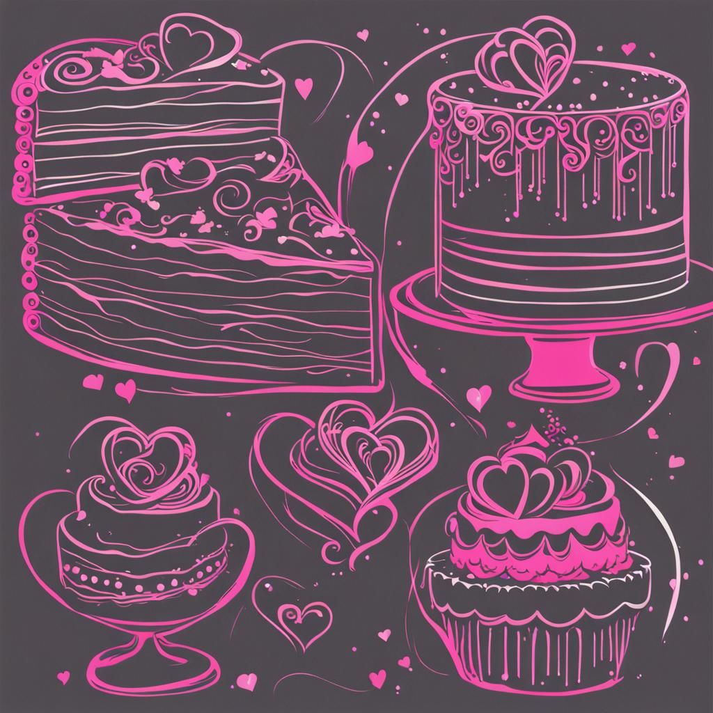 Fancy Hot Pink Heart Cake: Sweet Dessert