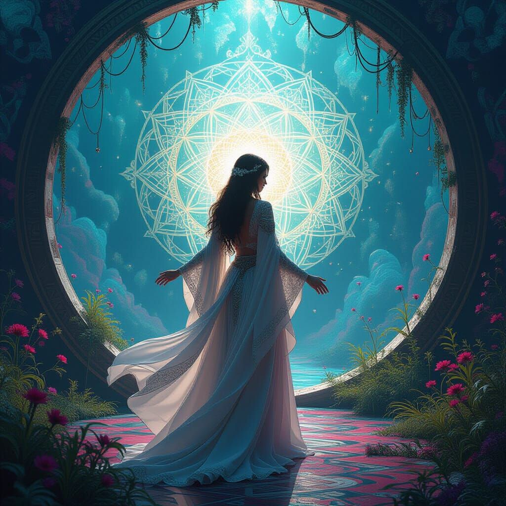 Mystical Person in Dreamlike Scene, Surreal Digital Art