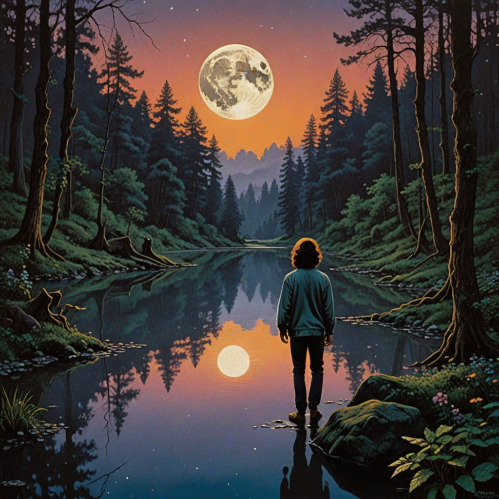 Dreamy Beach Scene Under a Celestial Moonlit Night