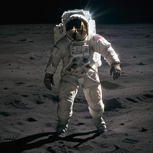 Astronaut Walks on Moon in NASA Documentary Style