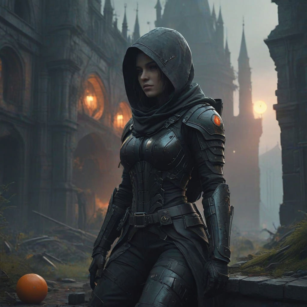 Ethereal Female Assassin in Deep Fantasy Realm