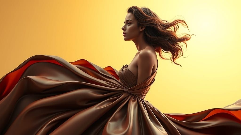 Chocolate Woman in Golden Light, Digital Art
