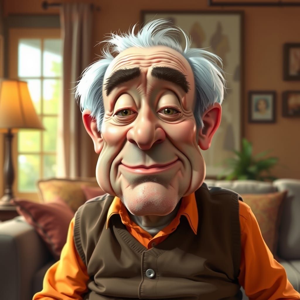 Humorous Digital Caricature of an Elderly Gentleman