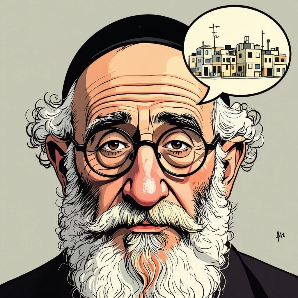 Elderly Jewish Man Caricature in Comic Style