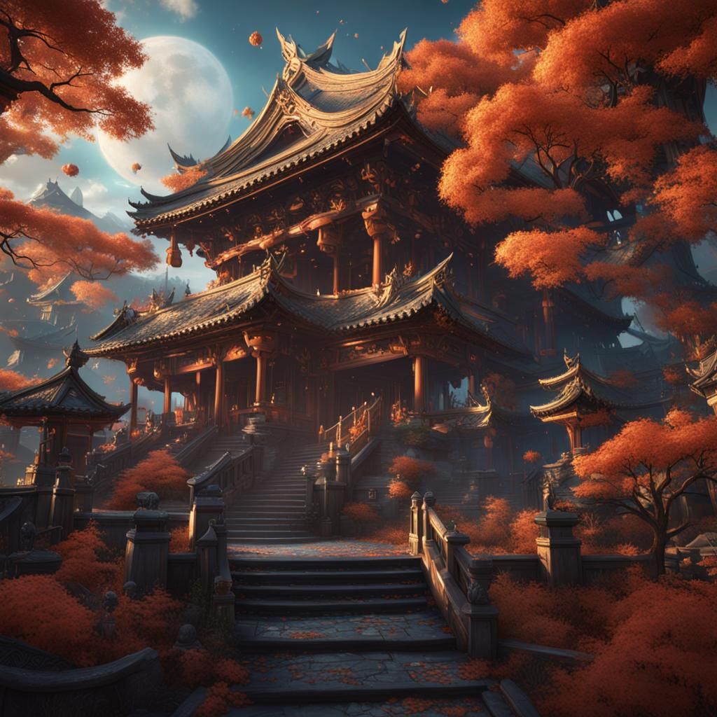 Detailed Kitsune Matte Painting in Deep Color