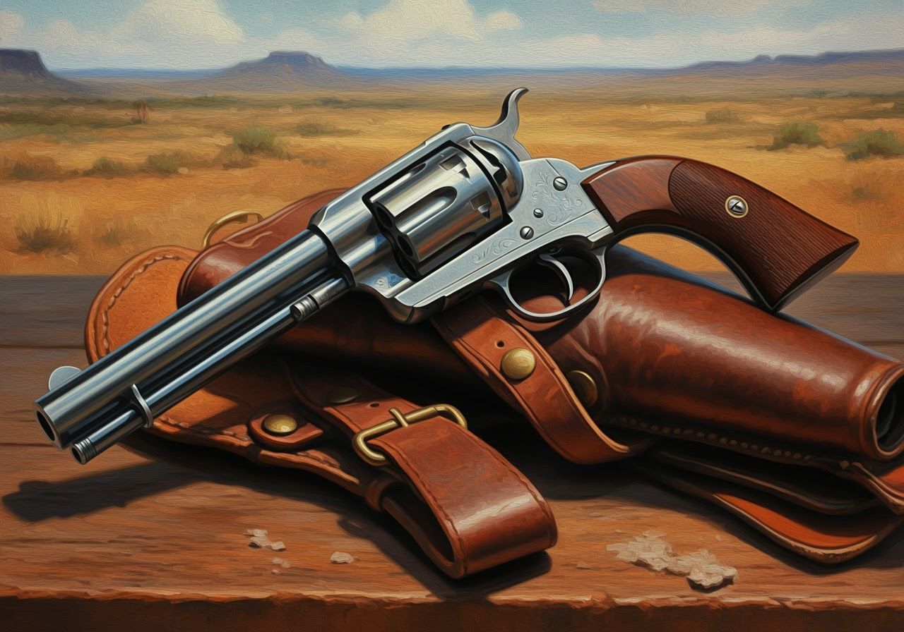 Vintage Colt Six-Shooter in Hyperrealistic Oil Painting