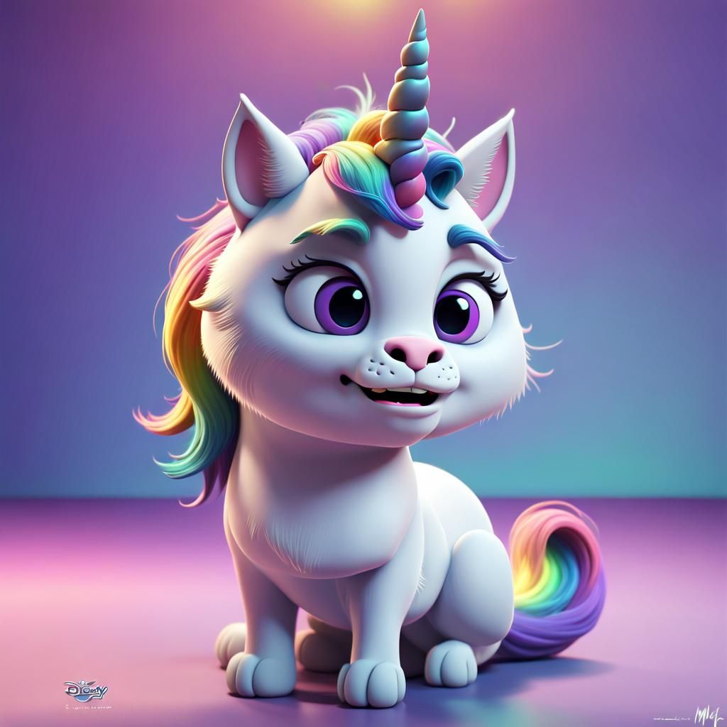 Half Cat Half Unicorn 3D Digital Art