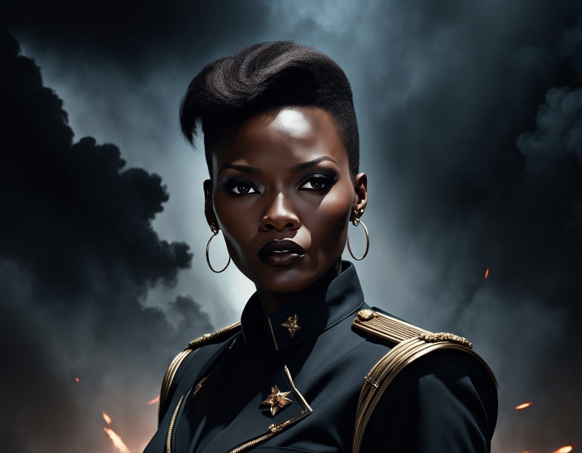 Fierce Bond Girl in Dark, High-Contrast Action Scene