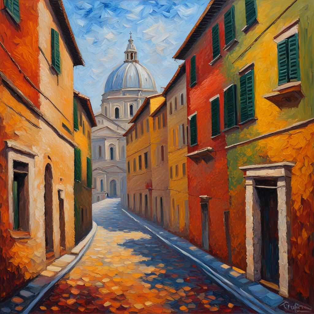 Rome in Neo-Impressionist Expressionist Style