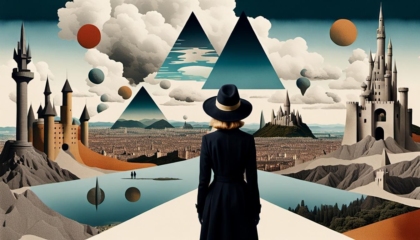 Surreal Cityscape Collage in Vintage Style