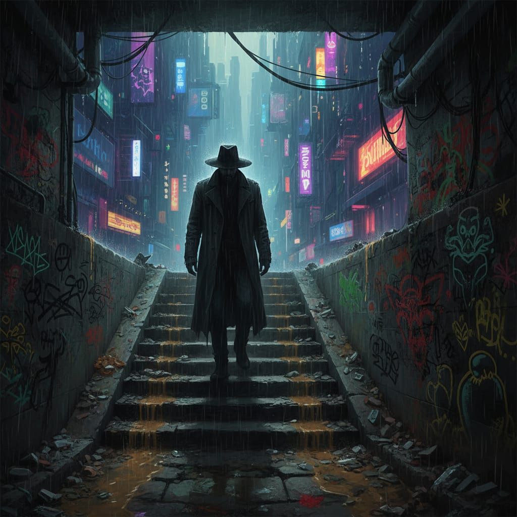 Ominous Figure Descends into Underground Tunnel