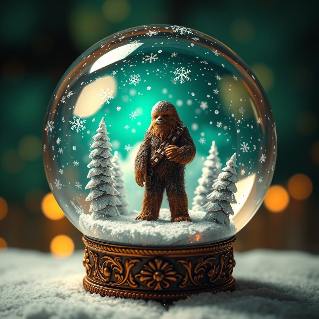 Wookiee in Majestic Snow Globe Scene