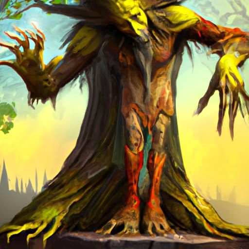 Ancient Bark-Skinned Tree Man Illustration