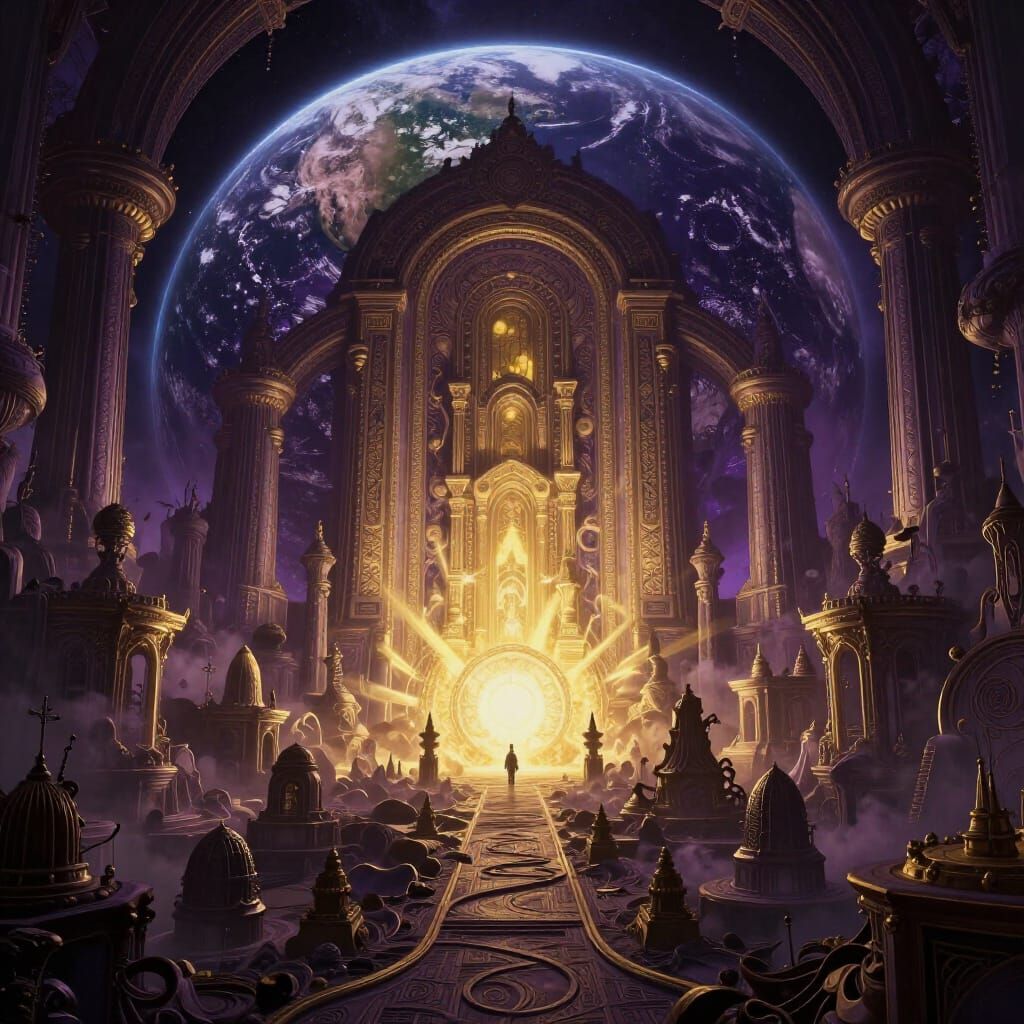 Lost City Entrance at Earth's Core - Dark Fantasy Art